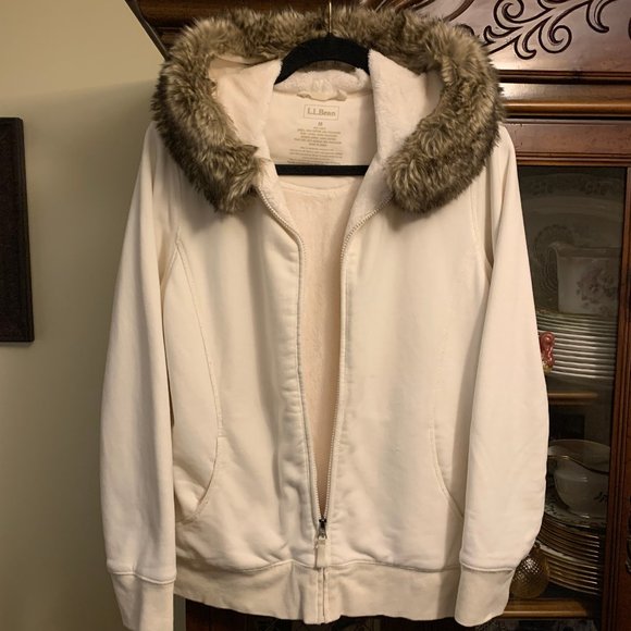 LL Bean Fleece Lined Sweatshirt Hoodie Jacket - Picture 3 of 5